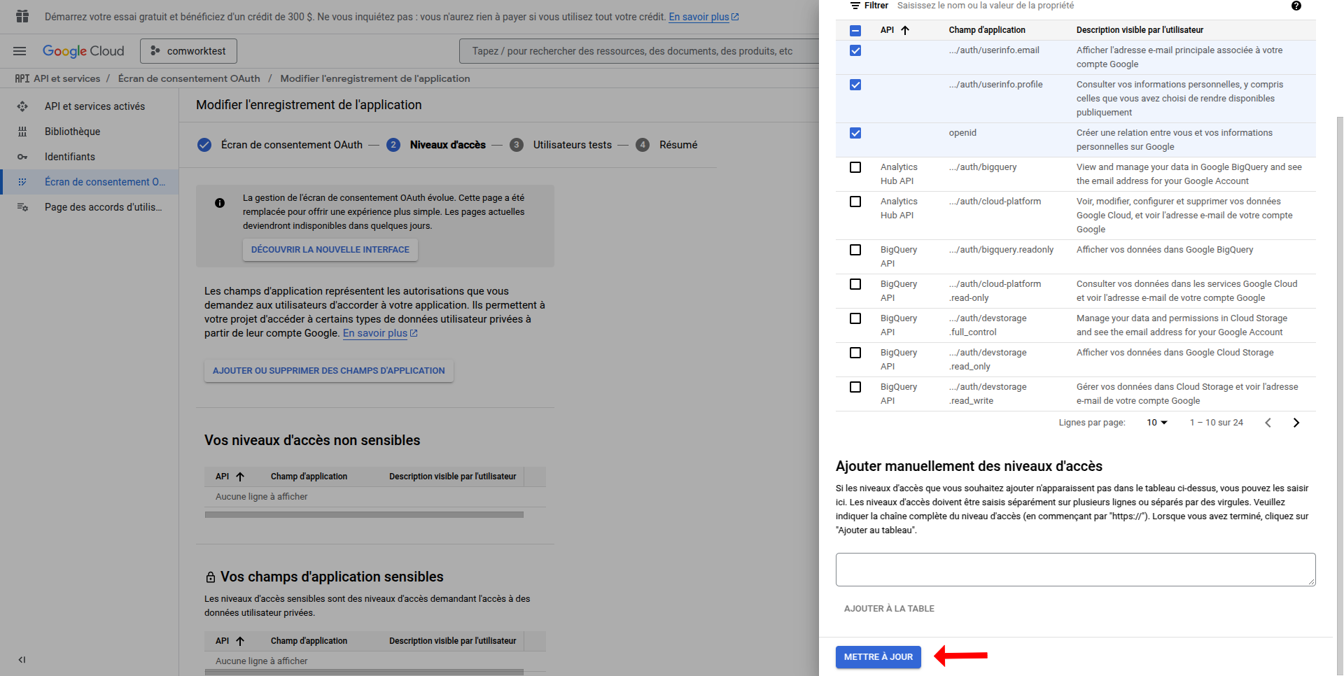 OAuth consent screen