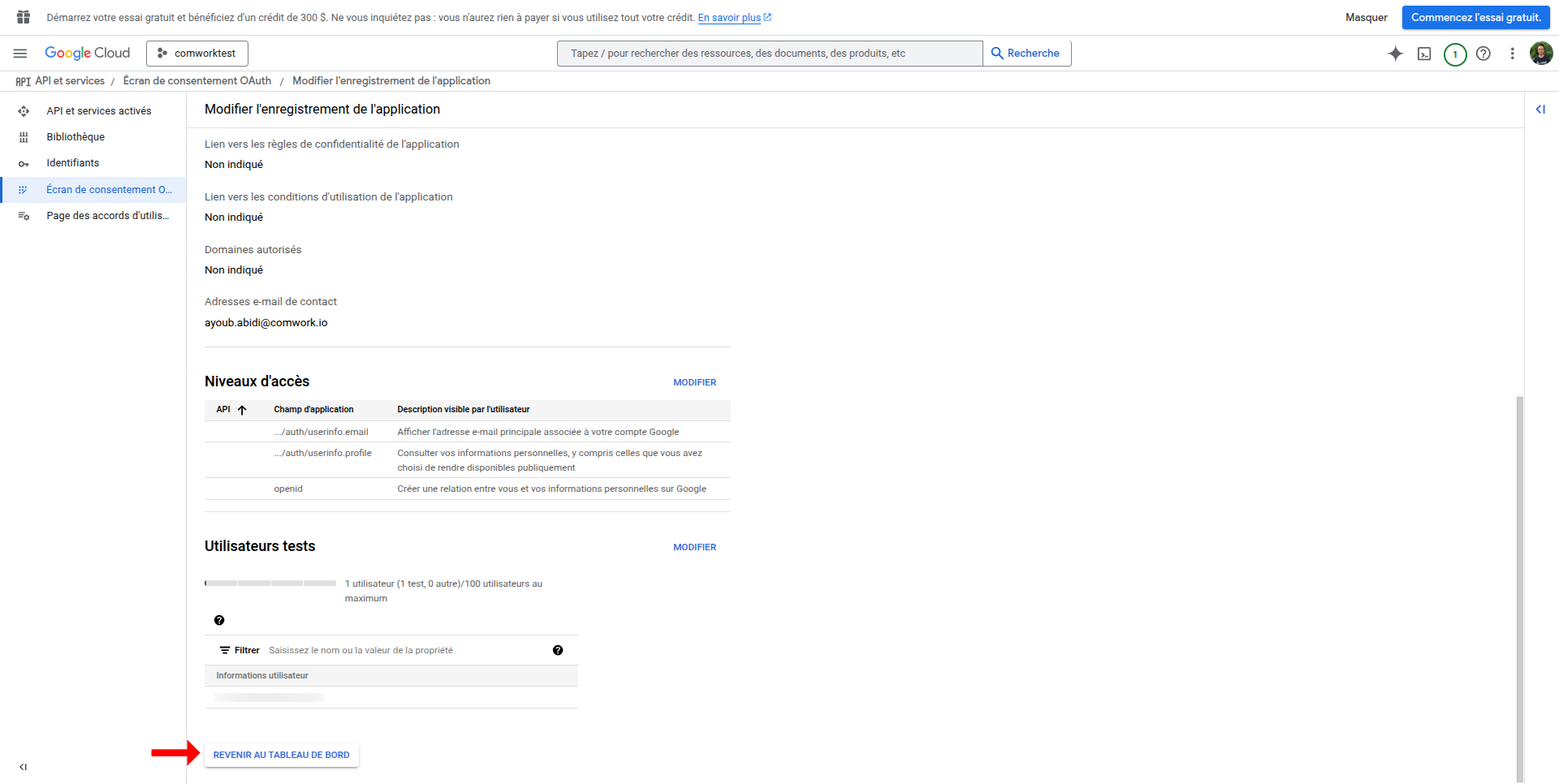 OAuth consent screen