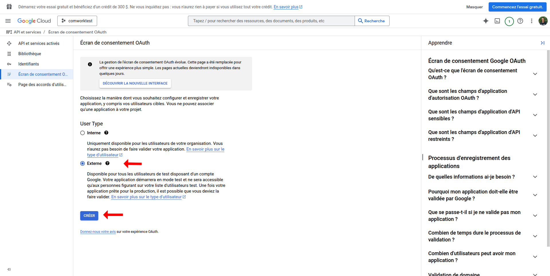 OAuth consent screen