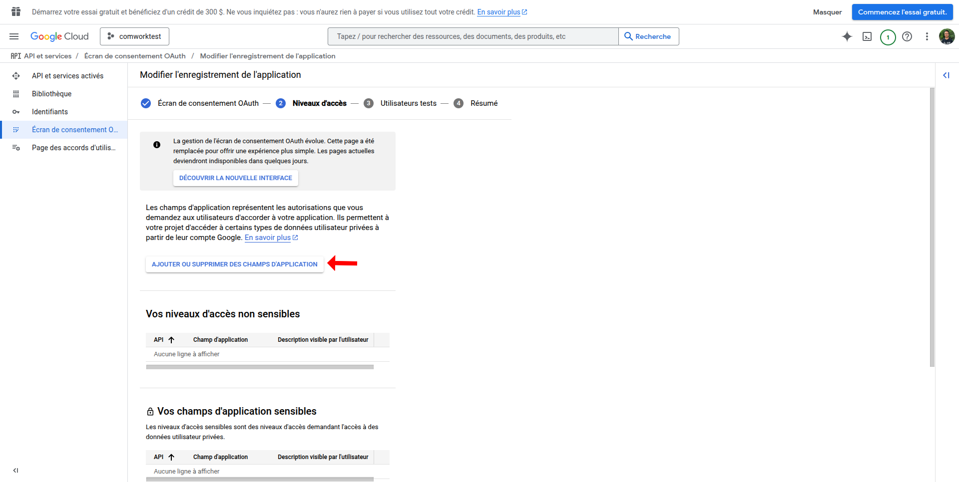 OAuth consent screen