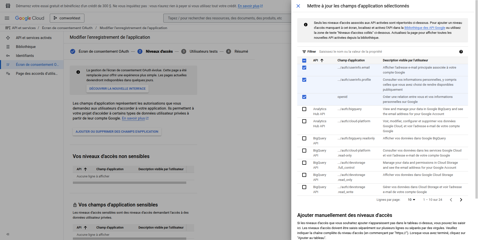 OAuth consent screen